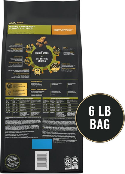 Purina Pro Plan Weight Management Dog Food Dry, Shredded Blend Chicken and Rice Formula - 6 lb. Bag