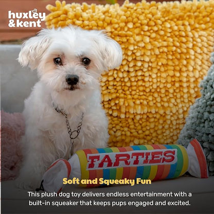 Huxley & Kent Funny Dog Toy w/Squeaker – Power Plush Squeaky Dog Toys for Small, Medium & Large Dogs – Soft Stuffed Animal for Indoor Play & Fetch - Farties, Large