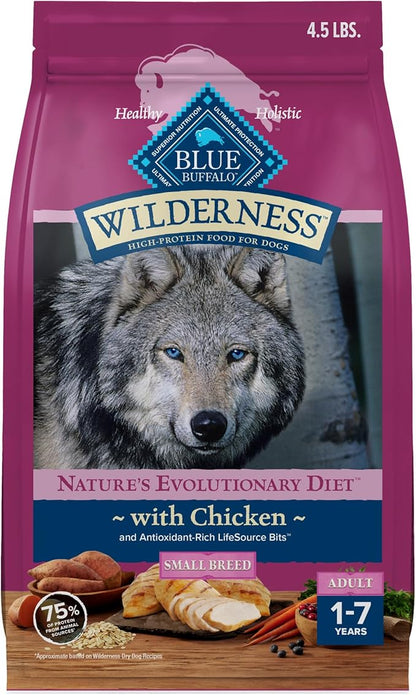 Blue Buffalo Wilderness Adult Small Breed Dry Dog Food Real Chicken with Natural Ingredients
