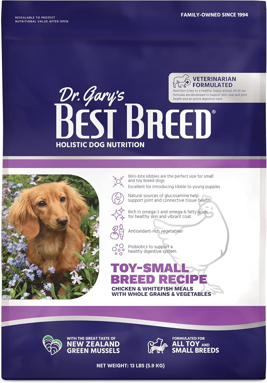 Best Breed Dr. Gary's Small Breed Recipe Made in USA [Natural Dry Dog Food for All Breeds and Sizes] - 13lbs
