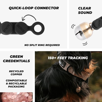 Beau's Bells V2 | Cat & Dog Collar Bells with New Quick Loop Easy Release Clip | Handmade Copper | Track Your Pet | Protect Wildlife