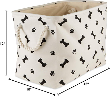 Bone Dry Pet Storage Collection Paw and Bone Print, Medium Rectangle, 16x10x12, Black