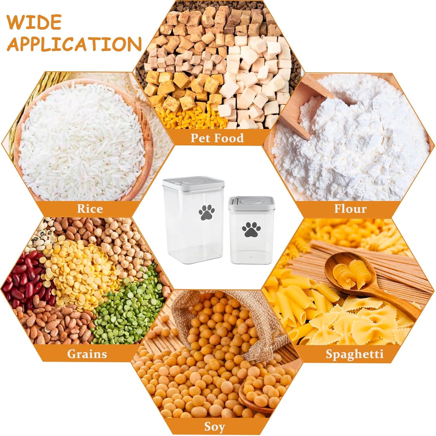 Dog Cat Food Storage Container with Scoop, 2Pack Airtight Plastic Pet Food Storage Containers,Dog Treat Container Jars Set,Treats Canister for Kitchen or Countertop,BPA Free, Clear