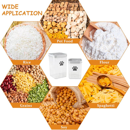 Dog Cat Food Storage Container with Scoop, 2Pack Airtight Plastic Pet Food Storage Containers,Dog Treat Container Jars Set,Treats Canister for Kitchen or Countertop,BPA Free, Clear