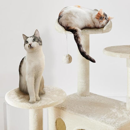 Yaheetech XL Cat Tree, 80in Multi-Level Tower w/Scratching Posts, Double Condo, Perched Platforms & Dangling Balls, Cat Stand House for Kittens