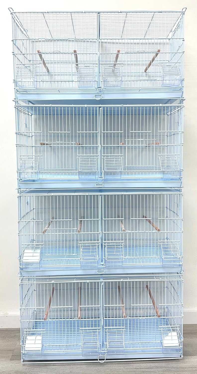 White Stackable Breeder Bird Flight Cage Side Breeding Nest Box Door with Removable Divider (White, 26.5"x11"x15"H Lot-4)