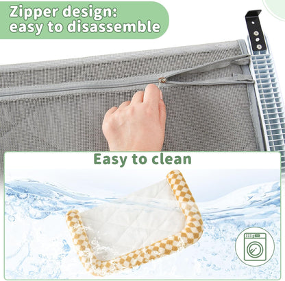 Sunhoo Cat Window Perch Hammock Sturdy Windowsill Bed Seat for Large Cats No Drilling No Suction Adjustable Kitty Shelf with Washable Cover Easy Assembly Holds up to 40 lbs 24.8 * 15 in (Brown, L)