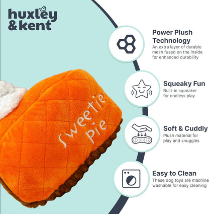 Huxley & Kent Funny Dog Toy w/Squeaker – Fall Power Plush Squeaky Dog Toys for Small, Medium & Large Dogs – Soft Stuffed Animal for Indoor Play & Fetch - Punkin Pie, Small