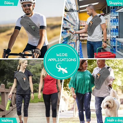 Bearded Dragon Leash and Harness Set, Lizard Bearded Dragon Leash and Carrier, Adjustable Harness with Leather Wings and Sling Bag,Reptile Small Pet Backpack for Outdoor Travel Walking (Gray)