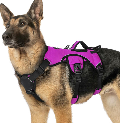 rabbitgoo Escape Proof Dog Harness, Soft Padded Full Body Pet Harness, Reflective Adjustable No Pull Vest with Lift Handle and Leash Clip for Large Dogs Walking Hiking Training, XL, Purple