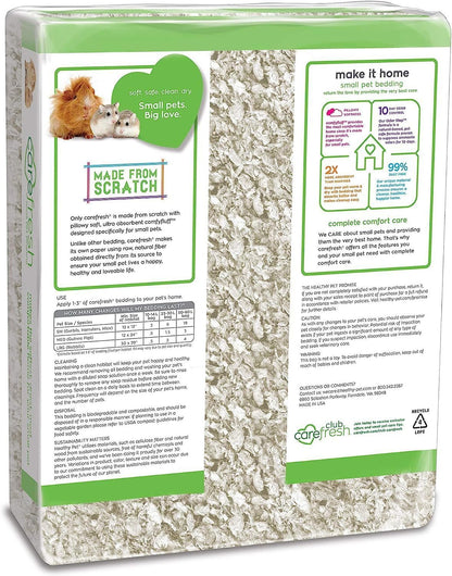 Carefresh 99% Dust-Free White Natural Paper Small Pet Bedding with Superior 10 Day Odor Control & Absorption, for Guinea Pigs, Hamsters, Rabbits, & Rats, 60 L