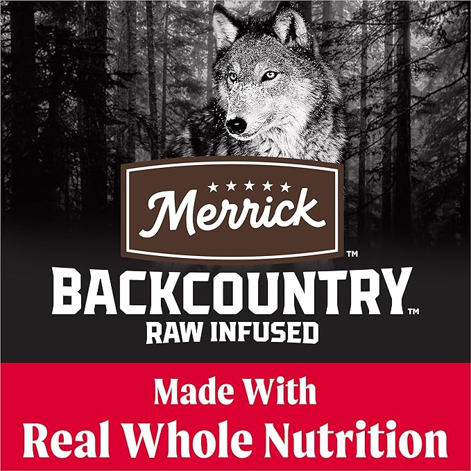 Merrick Backcountry Grain Free Dry Adult Dog Food Kibble With Freeze Dried Raw Pieces, Great Plains Red Recipe - 20.0 lb. Bag