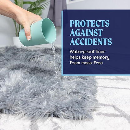 PupCloud, Human-Sized Dog Bed, Faux Fur Memory Foam, Waterproof and Machine Washable, Ultra-Soft Cover