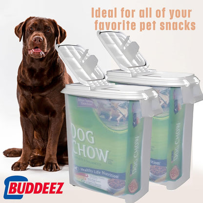 Buddeez Airtight Pet Food Storage Container - 50 QT/50 LB Capacity Dog Food Storage Container, Cat Food Container, Bird Seed Storage Container, Rolling Storage Bin, Air Tight with Handle & Scoop
