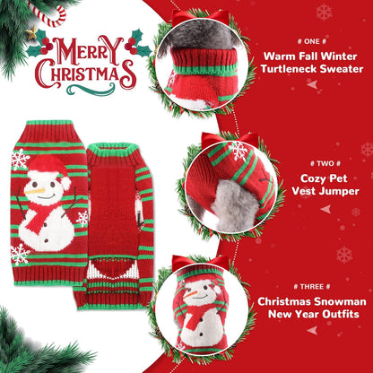 PETCARE Red Snowman Dog Sweater Christmas Dog Sweaters Vest Ugly Snow Xmas Puppy Costume Pet Holiday New Year Fall Winter Clothes for Small Medium Large Dogs Cats Pullover Sweaters Outfits,XX-Small