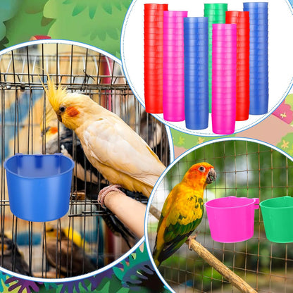 100 Pcs Cage Cups Chicken Feeder Cup 8 oz Hanging Bird Food Water Bowl Coop Bunny Cage Feeding Dish Game Fowl Supply for Poultry Pet Parrot Parakeet Rabbit Parakeet Pigeon(Blue, Red, Rose Red, Green)
