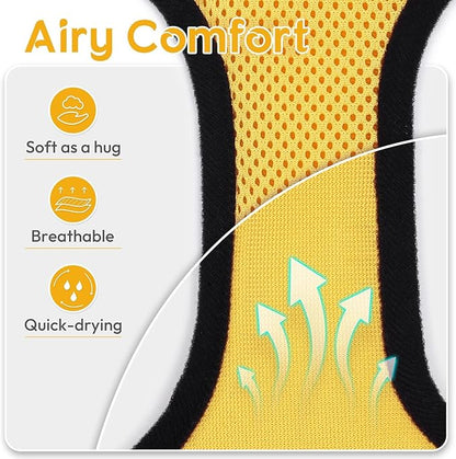 Dooradar Cat Harness and Leash Set, Escape Proof Safe Adjustable Kitten Vest Harnesses for Walking, Easy Control Soft Breathable Mesh Jacket with Reflective Strips for Cats, Yellow, XXS