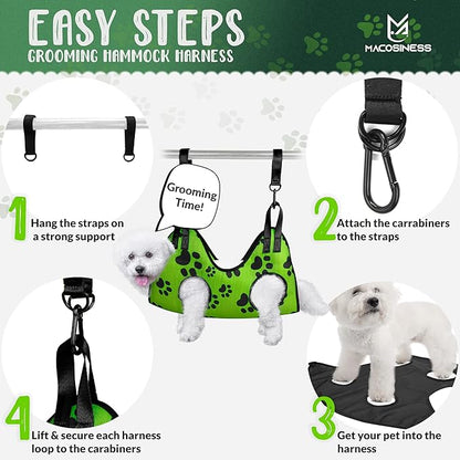 2025 16-in-1 - Dog Grooming Hammock - Dog Hanger for Nail Trimming - Dog Grooming Sling - Cat Sling for Cutting Nails - Cat Hammock for Nail Trimming - Dog Restraint for Nail Clipping