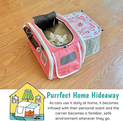 New Premium Soft-Sided 2-in-1 Kittyrama Cat Carrier & Home Hideaway – Vet-Recommended Calming Den, Dual-Use Lounge & Travel Carrier with SBS Zippers, Airline-Approved Under-Seat Fit
