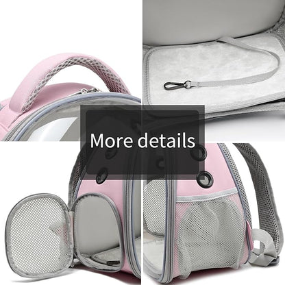 Portable Travel pet Backpack Carrier Hamster Bag Guinea Pig Bird Small Dog cat Turtle Carrier Rabbit Cage Squirrel Bearded Dragon Breathable Hangbag (Pink+Accessories)