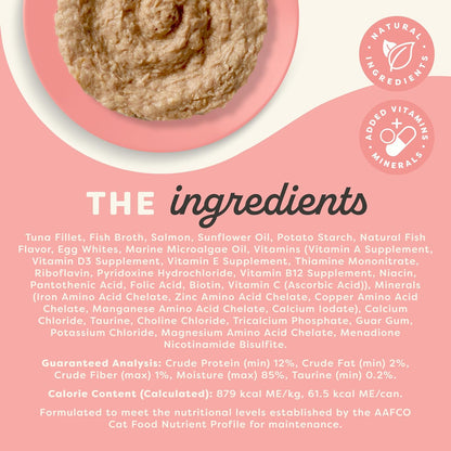 Applaws Vitality Wet Cat Food Paté, Natural Cat Food with Added Vitamins & Minerals, Grain-Free, Carrageenan Free, Tuna Fillet and Salmon Recipe (24 Count, 2.47 oz Cans)