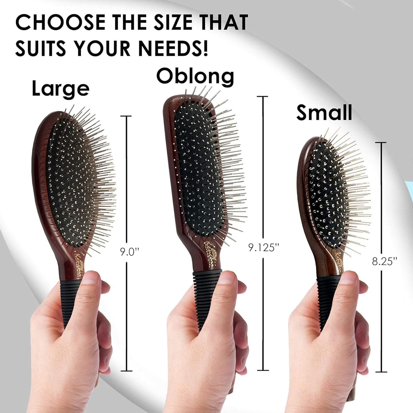 Kenchii Pet Grooming Metal Pin Brush for Dogs and Cats, Solid Wood Handle, Non Slip Grip, Detangling and Shedding Brush for Long or Short Haired Pets, Size Small