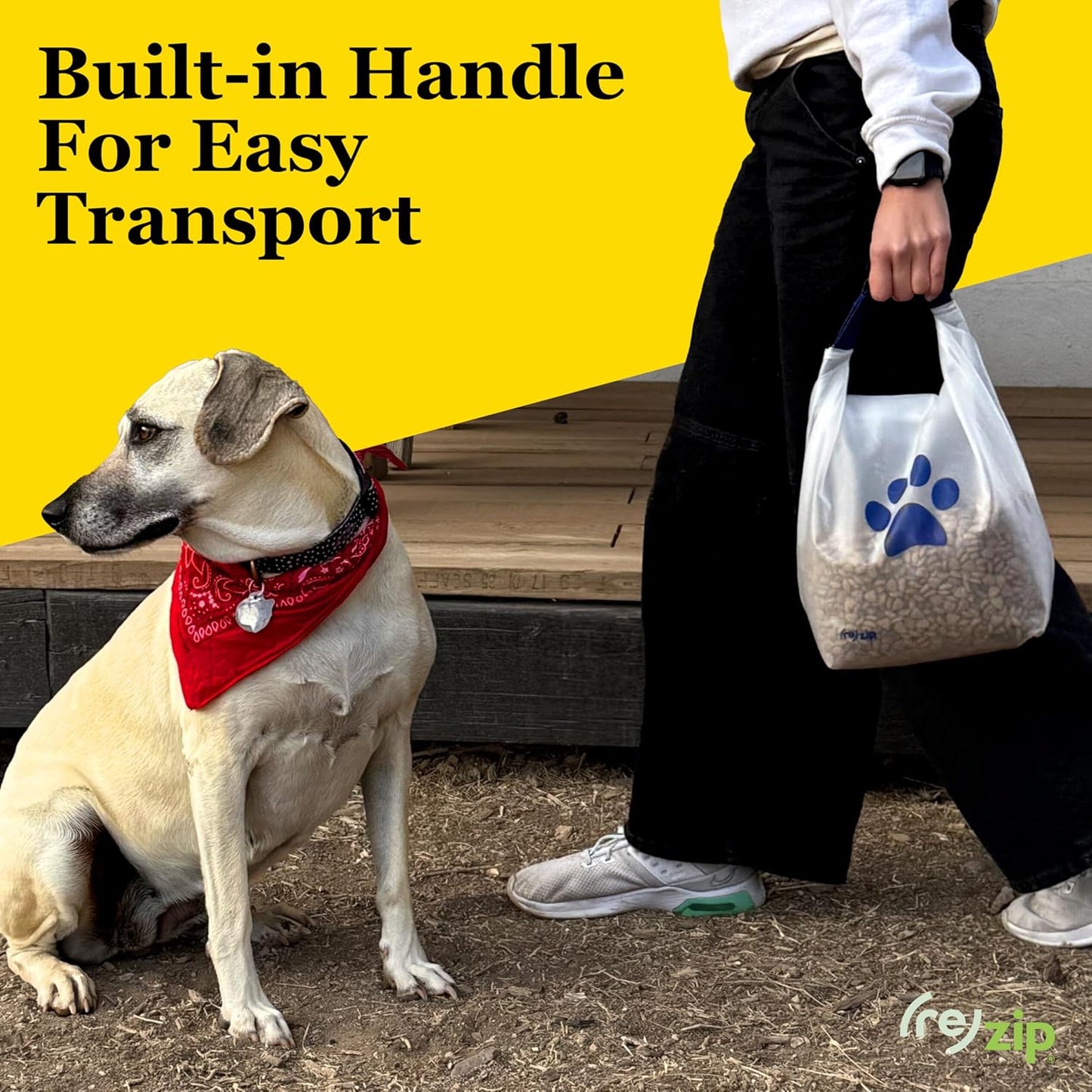 (re)zip Roll Top Pet Food Storage Bag (14-Cup) | BPA-Free, Food Grade, Pet Safe, Travel-Friendly | Keeps Kibble Fresh for Camping, Dog Boarding, Weekend Getaways | Machine Washable | Cobalt Blue