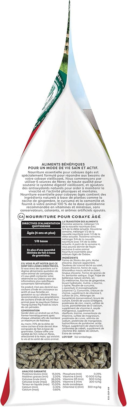 Oxbow Essentials Senior Guinea Pig Food, Made Alfalfa for Guinea Pig, Pet Food Pellets with Vitamin C, Small Animal Pet Products, Made in USA, High Fiber, 8 lb. Bag