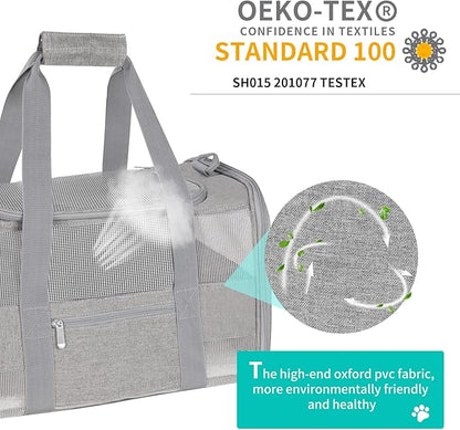 Large Airline Approved Pet Carrier Backpack for Cats & Dogs, Collapsible Cat Carrier with Breathable Mesh & Safety Leash, Portable Dog Travel Carrier for Hiking/Car/Train