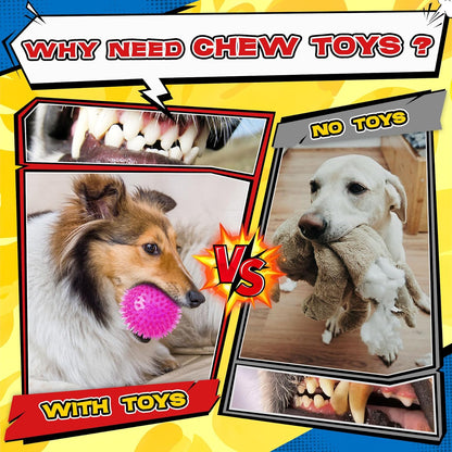 Zeaxuie 12 Pack Heavy Duty Various Dog Chew Toys Pack for Aggressive Chewers - Includes Large Rope Toy, Squeaky Toys & Indestructible Chew Bone for Medium, Large & X-Large Breeds Dogs