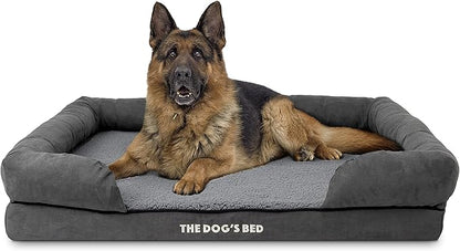 The Dog’s Bed, XL Grey Plush,Solid Memory Foam, Pain Relief: Arthritis, Hip & Elbow Dysplasia, Post Surgery, Lameness, Supportive, Calming, Waterproof Washable Cover