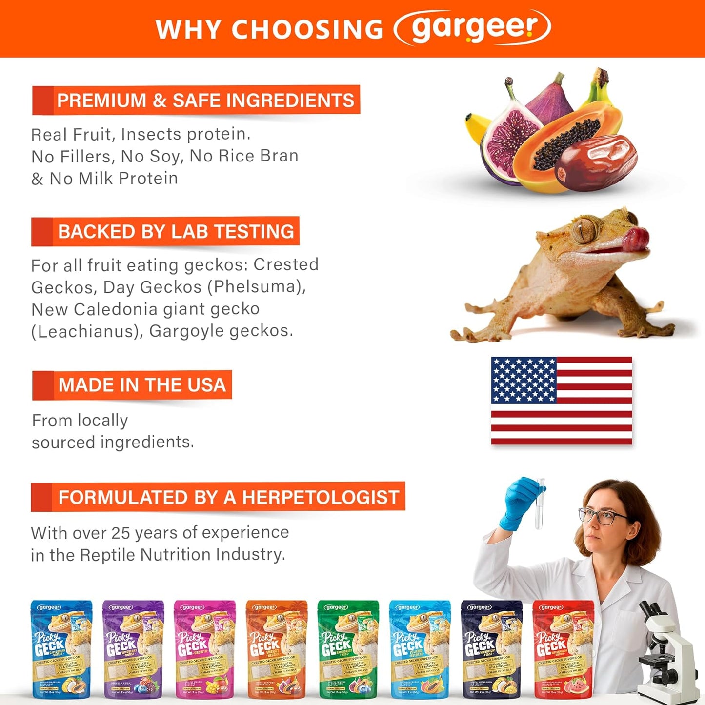 'Picky Geck' Energy Nectar - Premium Crested Gecko Food | Calcium-Rich Fruit Formula for Bone Strength & Energy Support | No Fillers - Only Premium Ingredients | 2oz | Made in USA