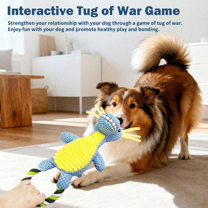 Squeaky Dog Toys for Large Dogs- Tough Squeaky Dog Toys to Keep Them Busy- Durable Plush Stuffed Chew Toy for Boredom, Tug of-War, for Small Medium Large Dogs (Blue)