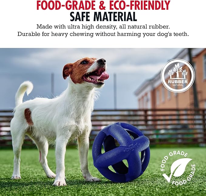 SuperChewy Tough Dog Cage Ball Toy | Lifetime Replacement | Strong Natural Rubber | Great Dog Fetch Toy | Chew Toys for Dogs | Ultra Durable Chew Toys for Aggressive Chewers | For Large Breeds