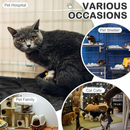 8 Pack Self Heating Cat Mat Self Warming Cat Bed 20"x16" Extra Warm Thermal Pet Bed Mat Reflects Body Heat Washable Dog Crate Pad for Indoor Outdoor Pets(Black)