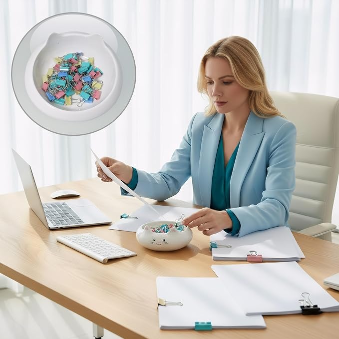 Key Holder Bowl, Home Decor, Desk Decor & Gifts for Girls, Cat Bowls, Ceramic Cat Food Bowl, Cute Kitten Water Bowls with 7.1oz Capacity, Cats Deals, Whisker Fatigue Friendly, Multi-Use