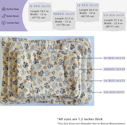 2 Pcs Pet Bed Mats. Ultra Soft Pet (Dog/Cat) Bed with Cute Prints. Reversible Faux Lambswool Kennel Pad for Medium Small Dogs and Cats. Machine Washable Pet Bed.
