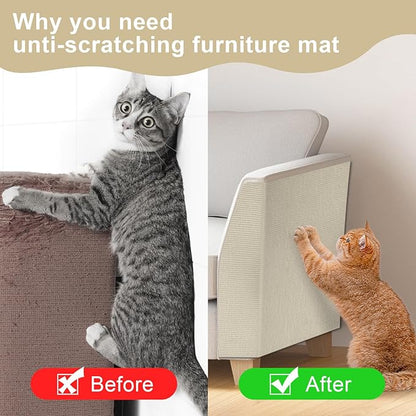 Upgrade Cat Scratch Furniture Protector, Trimmable Adhesive Couch Corner Scratcher Protector from Claws, DIY Cat Proof Sofa Cover Anti-Scratch Furniture Guards for Indoor (Beige, 47.2 * 15.8)