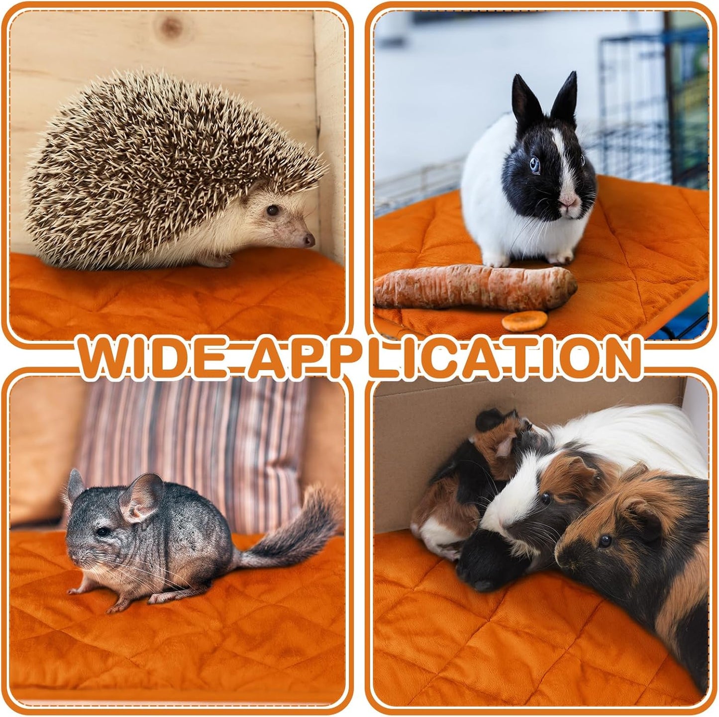 4 Pack Self Heating Cat Pad Self Warming Dog Mat Reflects Body Heat Extra Warm Thermal Pet Pad Washable Dog Cat Bed Crate Bed Mat Blanket(18 x 24 Inch,Orange)