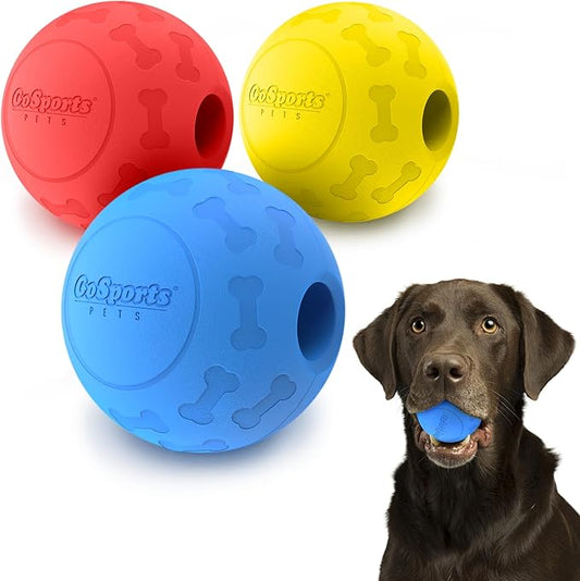 GoSports Pets Solid Rubber Dog Balls - Heavy Duty for Aggressive Chewers - 3 Pack, 2.5 Inch