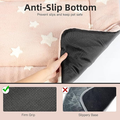 Mora Pets Dog Crate Pad Kennel Bed Crate Mat for Small Dogs Washable Cute Star Pet Bed for Dog Cage Ultra Soft Flat Puppy Cat Kitten Pillow Cushion for Sleeping Anti-Slip Pink 24 x 18