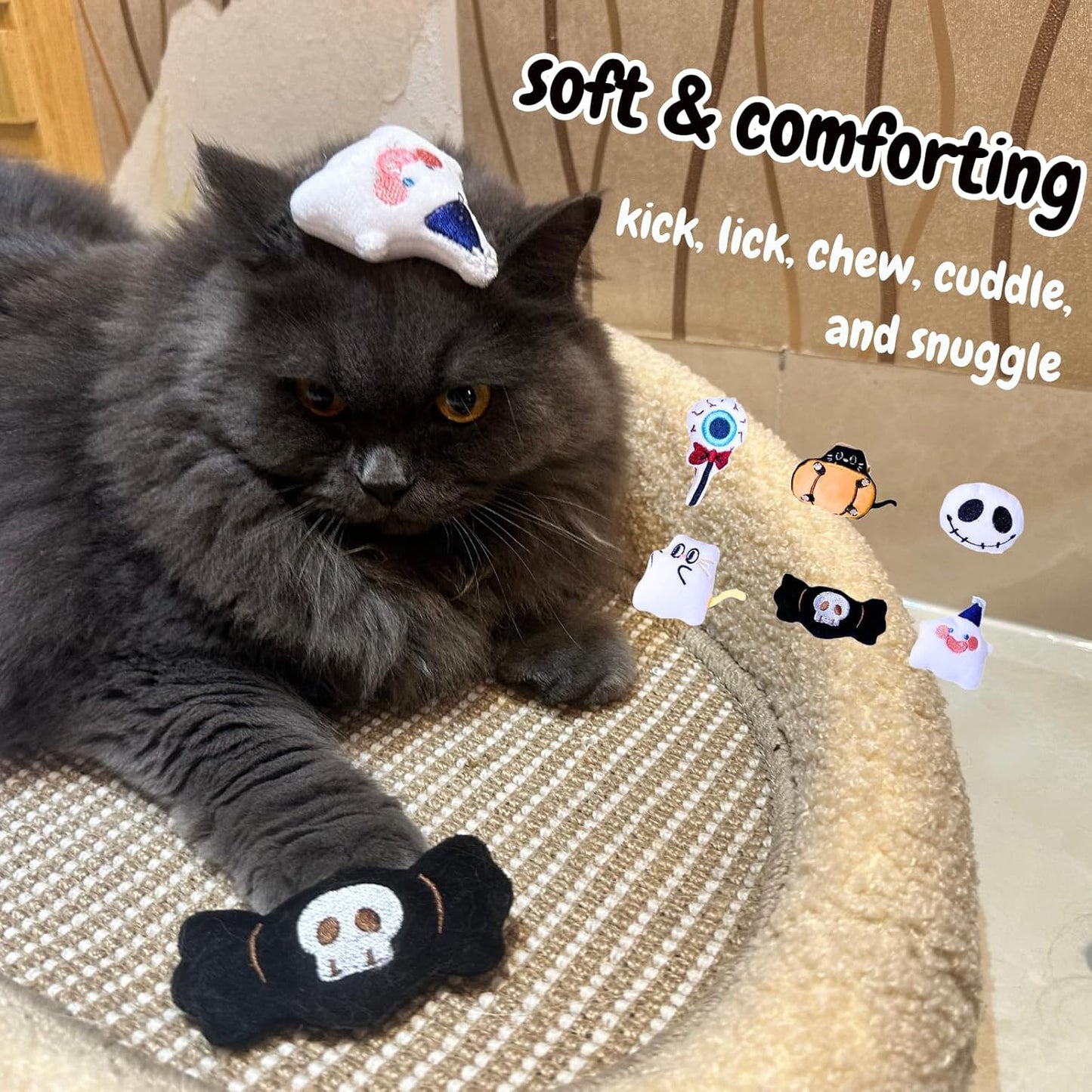 6 Pack Catnip Toy, Filled Teething Chew Toys, Interactive Kitten Chew Bite Toys for Boredom Relief, for Cats and Cat Lovers