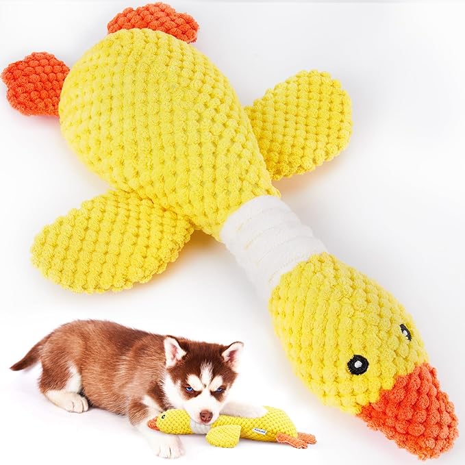 Vitscan Durable Dog Toys for Small Large Dogs, Dog Chew Toy for Not Aggressive Chewers, Tough Squeaky Interactive Dogs Toys for Puppies Plush Puppy Toys Goose Pet Toy Puppy Chew Toys for Teething