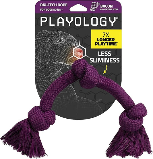 Playology Dog Toys | Dri-Tech Rope Toy Tug of War Rope for Aggressive Chewers | Jumbo Bacon Scented Toy - Easy to Clean and Made from Non Toxic Materials
