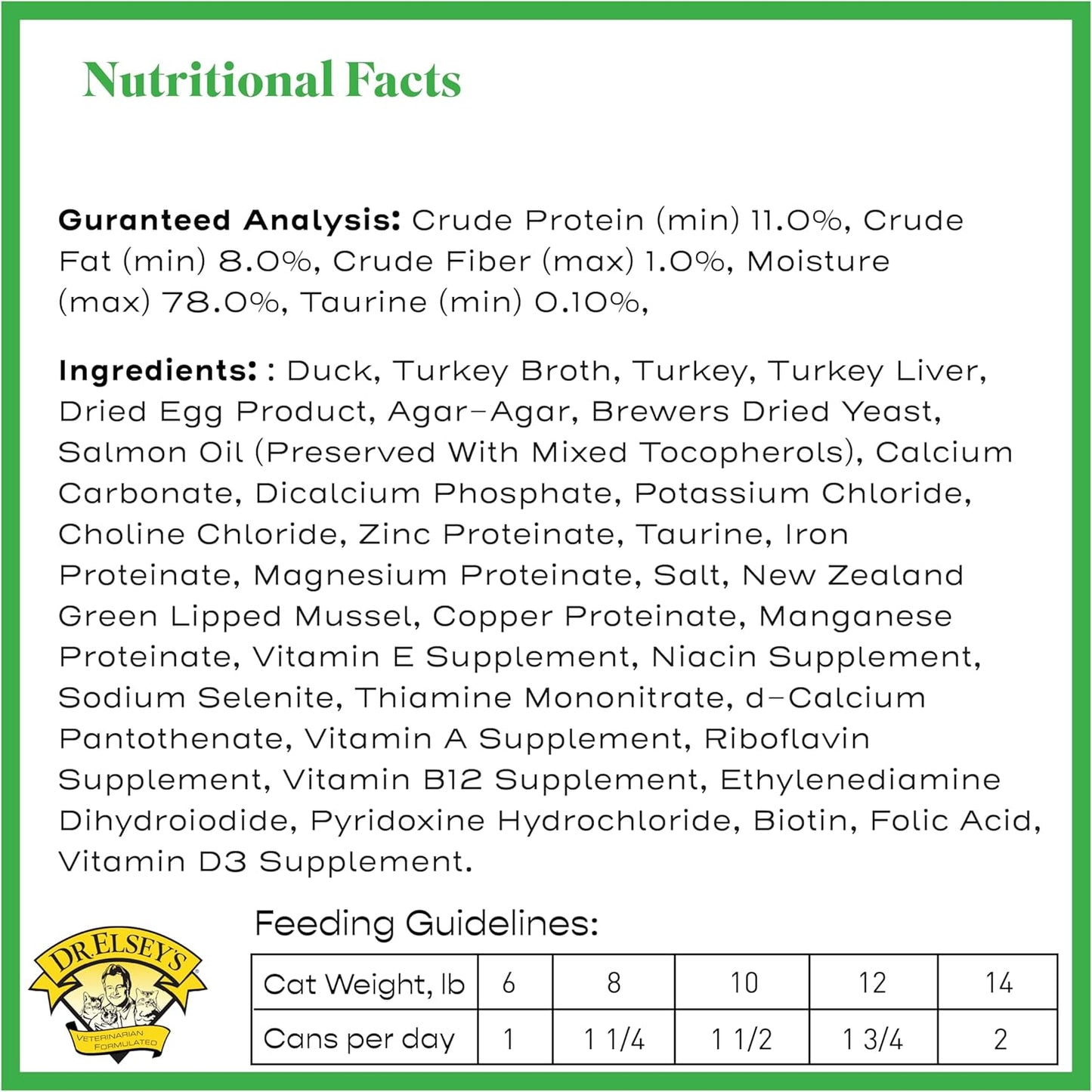 Dr. Elsey's cleanprotein Duck & Turkey Recipe Wet Cat Food, Pate 5.3 oz cans (Pack of 24)