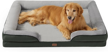Bedsure XXL Orthopedic Dog Bed for Extra Large Dogs - Waterproof Giant Dog Cat Bed, Comfort Dogs Couch Sofa with Washable Removable Cover, Pet Bed with Nonskid Bottom, Boreal Canopy Green, 52"