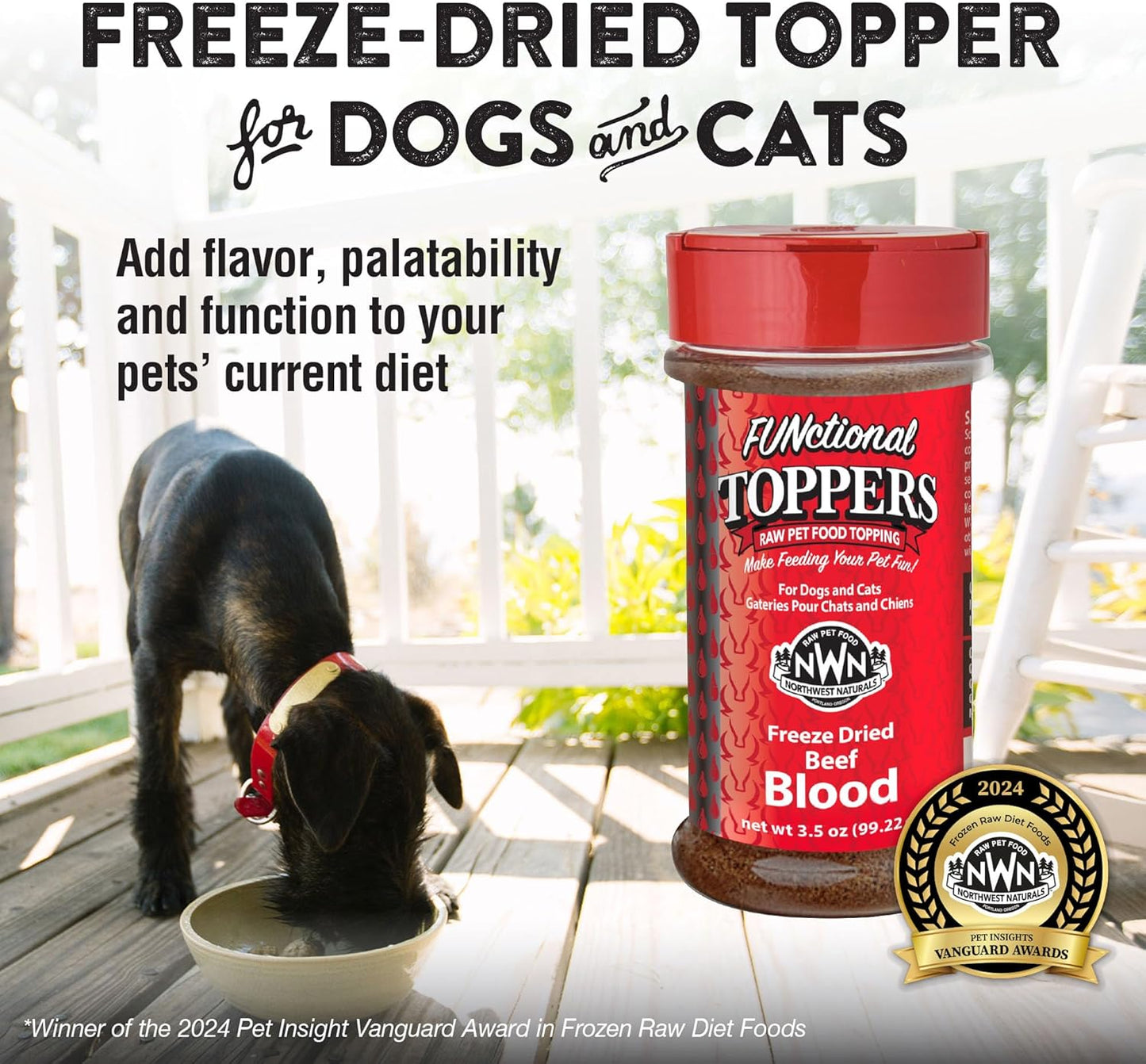 Northwest Naturals Freeze-Dried Beef Blood Functional Topper - for Dogs & Cats - Healthy, 1 Ingredient, Human Grade Ingredients, All Natural, Proudly Made in USA, 3.5 Oz (Pack of 2)
