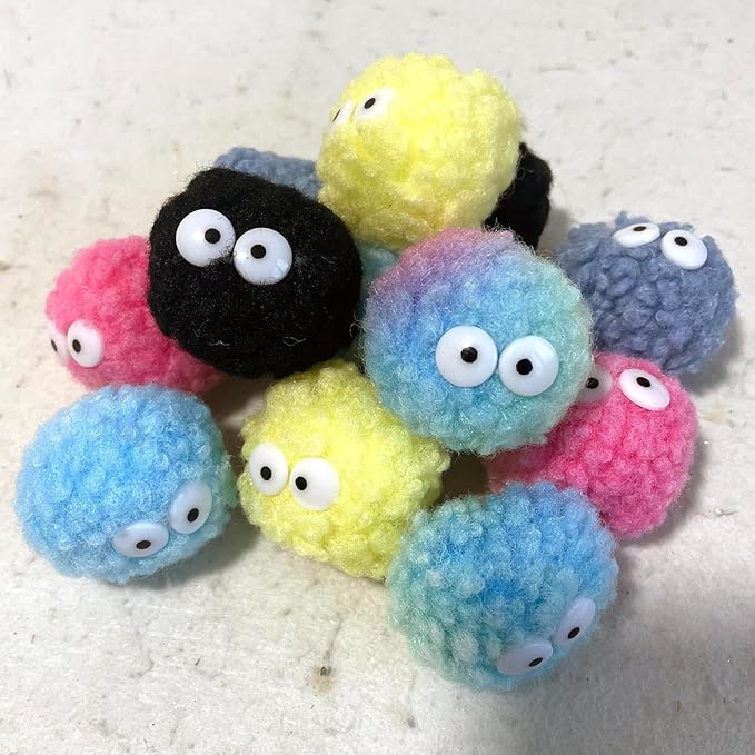 Assorted Color Cat Ball Toys, Irregular Shape Woolen Yarn Puffs Pom Balls Interactive Kitten Chasing Toys Cat Chase Balls (Multicolored 12Pcs)