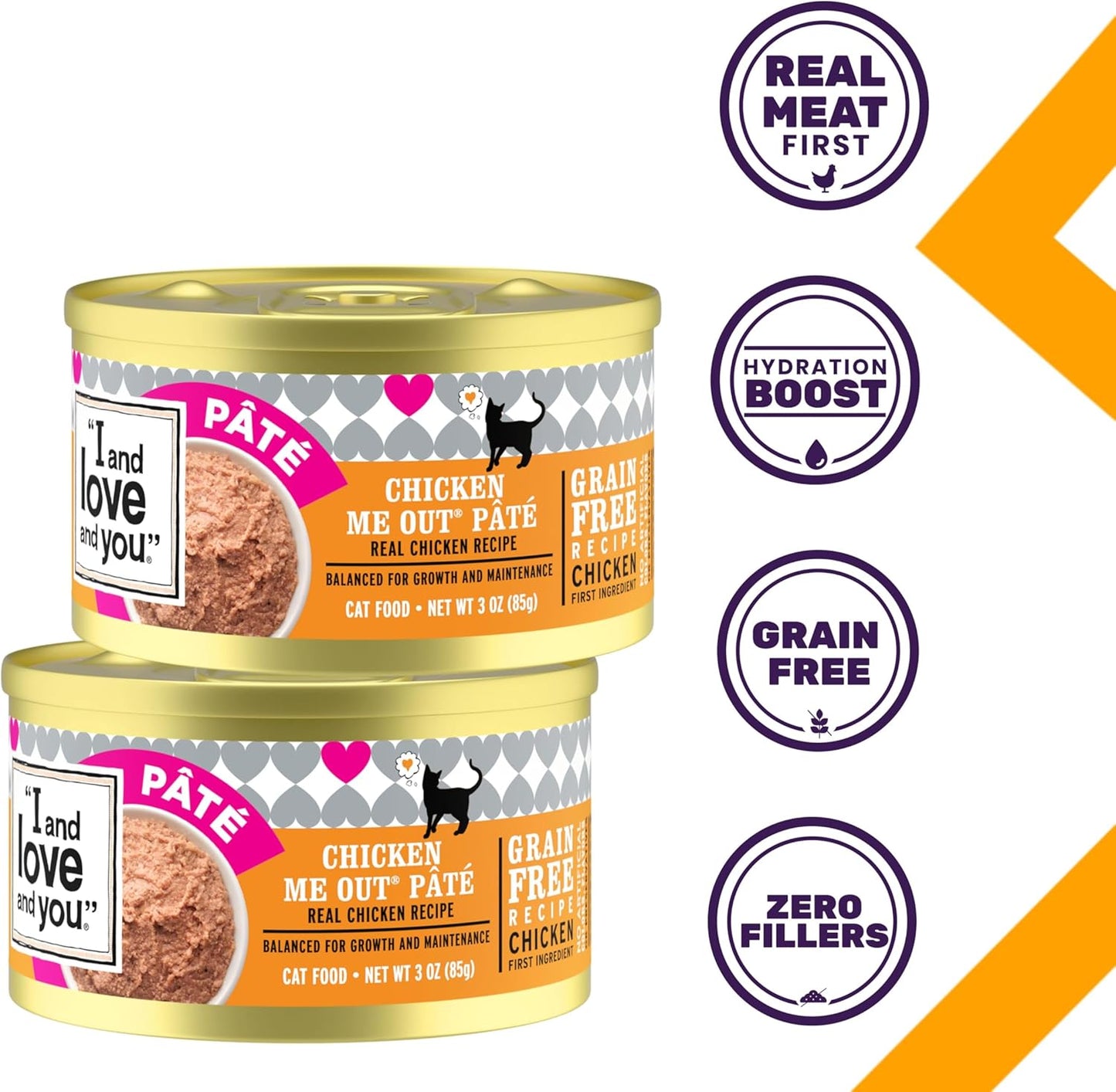 I and love and you Wet Cat Food - Chicken Me Out Pâté - Chicken Recipe, Grain Free, Filler Free, 3oz Pack of 24 Cans