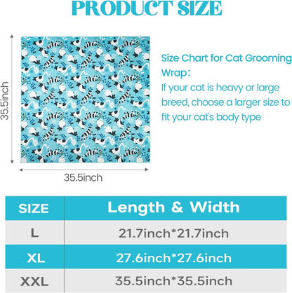 35.4" Cat Grooming Wrap, Cat Wrap for Cutting Nails, Anti-Scratch, Anti-Escape Calming Packaging, Cat Swaddle Wrap for Adult Cats, XX-Large